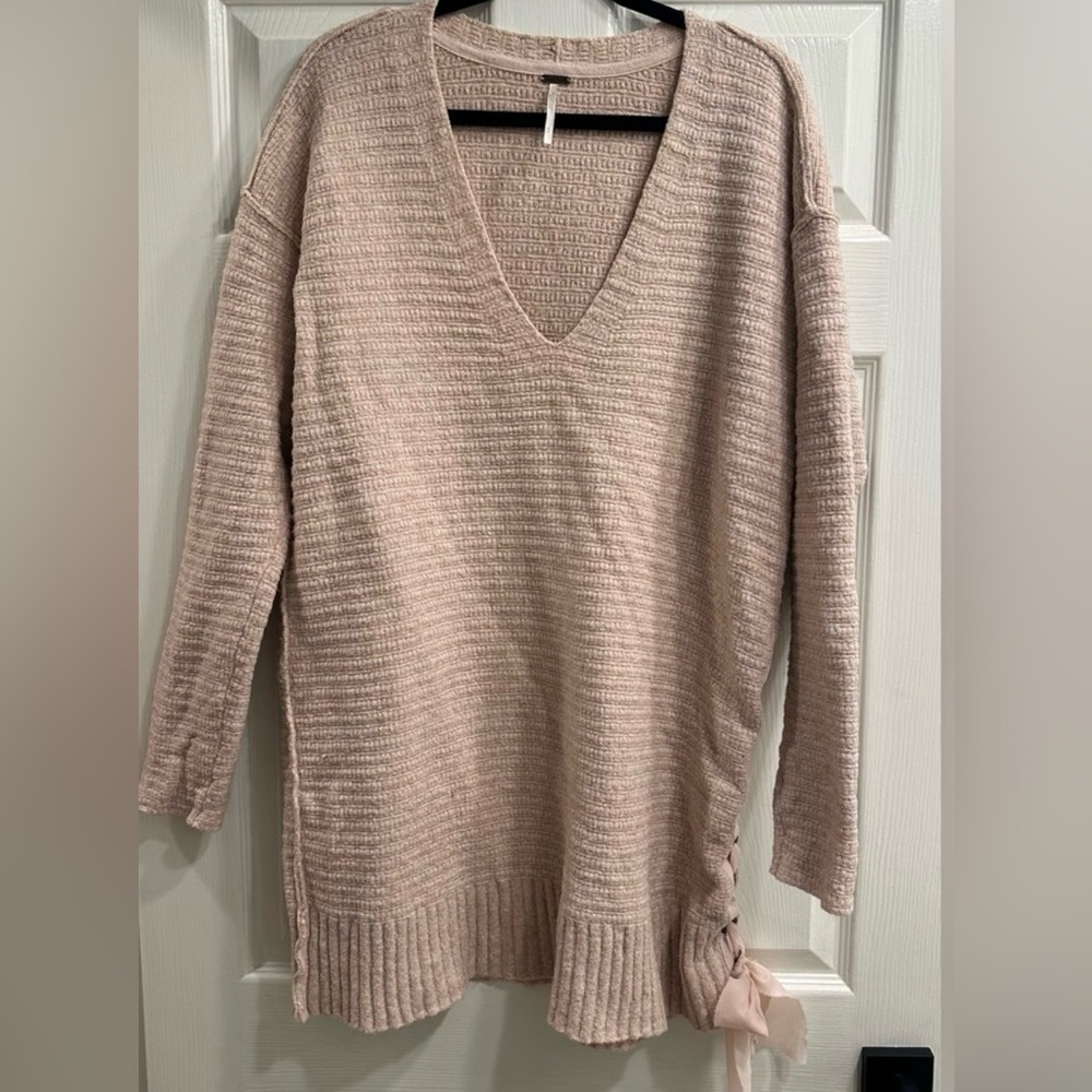 Free People Lace Up Oversized Sweater or Tunic Dress - Picture 8 of 15